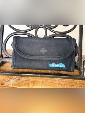 Kavu Black Canvas wallet with Blue Logo Accent